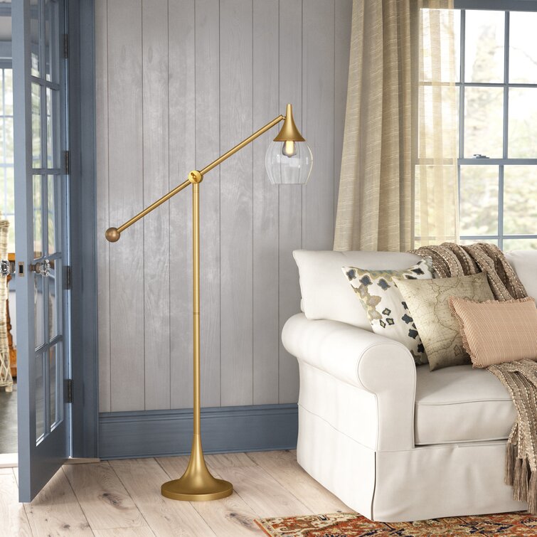 Antique brass discount reading floor lamp